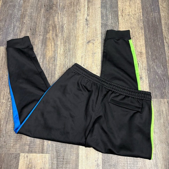 Puma Mens Track Pants XL Black Green Blue Stripe Joggers Athletic Sweatpants - Picture 9 of 10